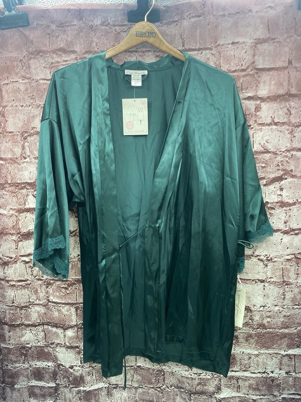 Linea Donatella Women's Flirty Gem Cami Pajama Robe Missing Tie Emerald Large